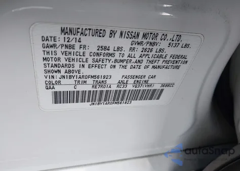 2015 Infiniti Q70 3.7X z USA, uszkodzony, nr VIN JN1BY1AR0FM561923